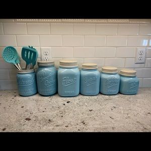 World Market Blue Mason Canisters Set of 6
